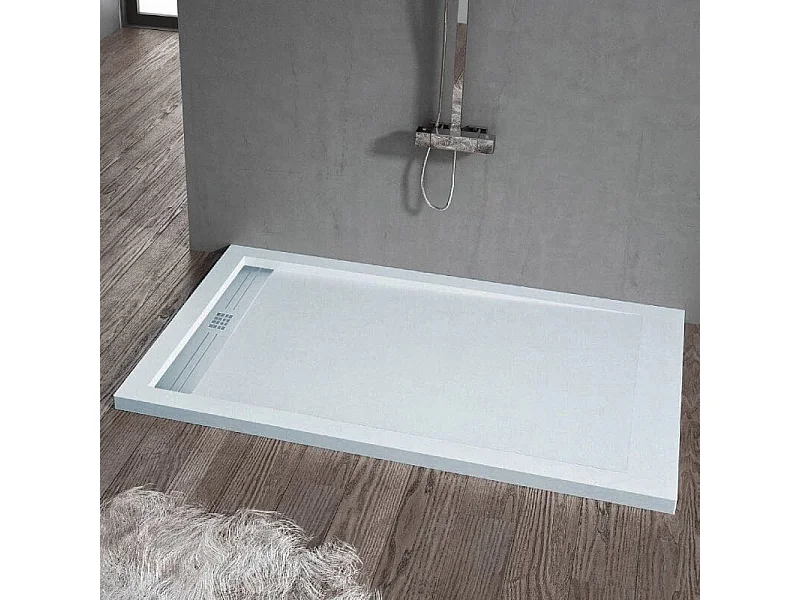 Plato de ducha resina ELITE CENIZA  90x140cm rejilla inox