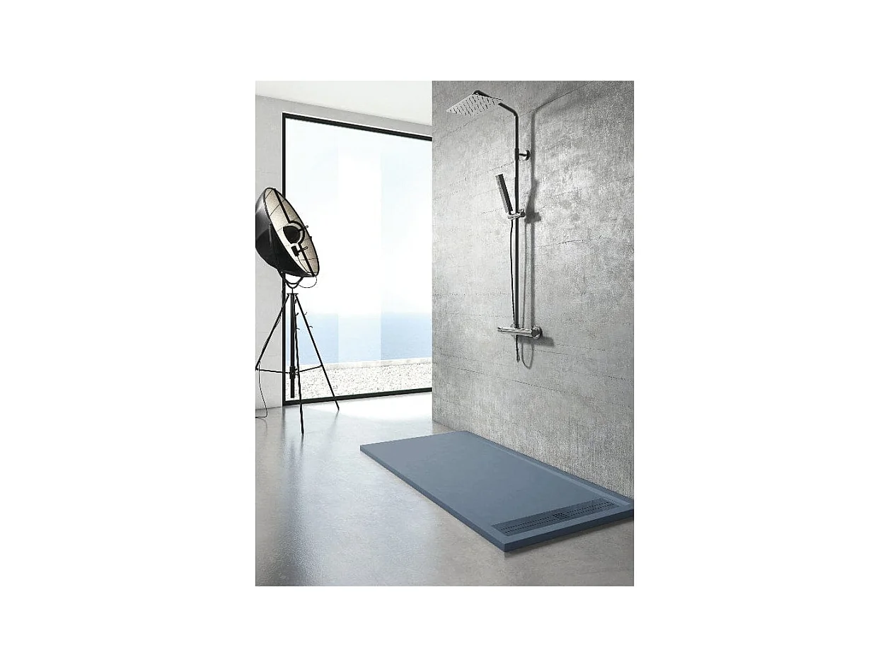 Plato de ducha resina ELITE ANTRACITA  80x200cm rejilla inox