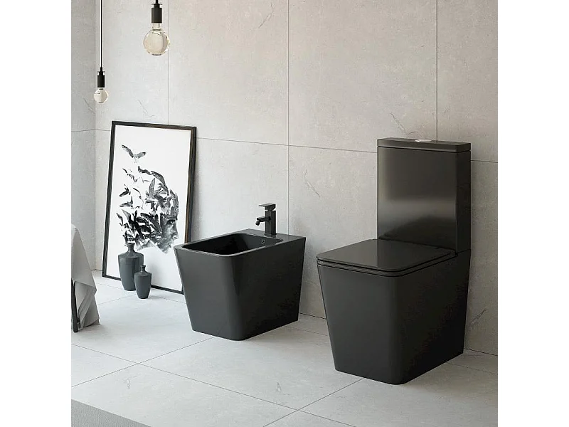 Toilette WC à poser PISA en céramique noir mat