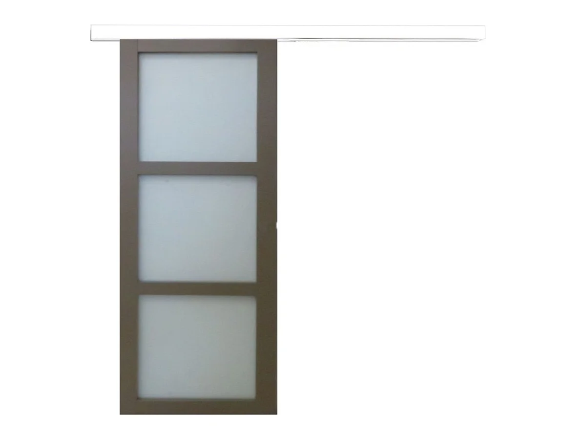 Porte Coulissante Marron Ral7006 Vitree H204 X L83 + Rail Alu Blanc Gd Menuiseries