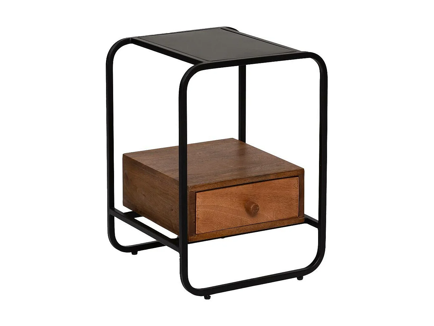 Table de chevet en bois de manguier et métal Marta