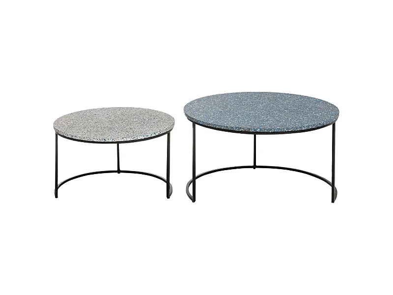 Mesa de centro nido Armand con efecto terrazzo y almacenamiento - Set de 2