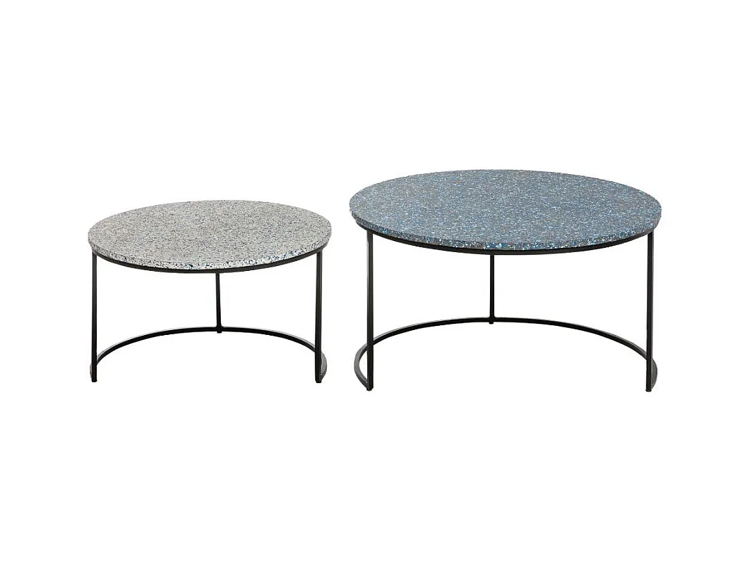 Mesa de centro nido Armand con efecto terrazzo y almacenamiento - Set de 2