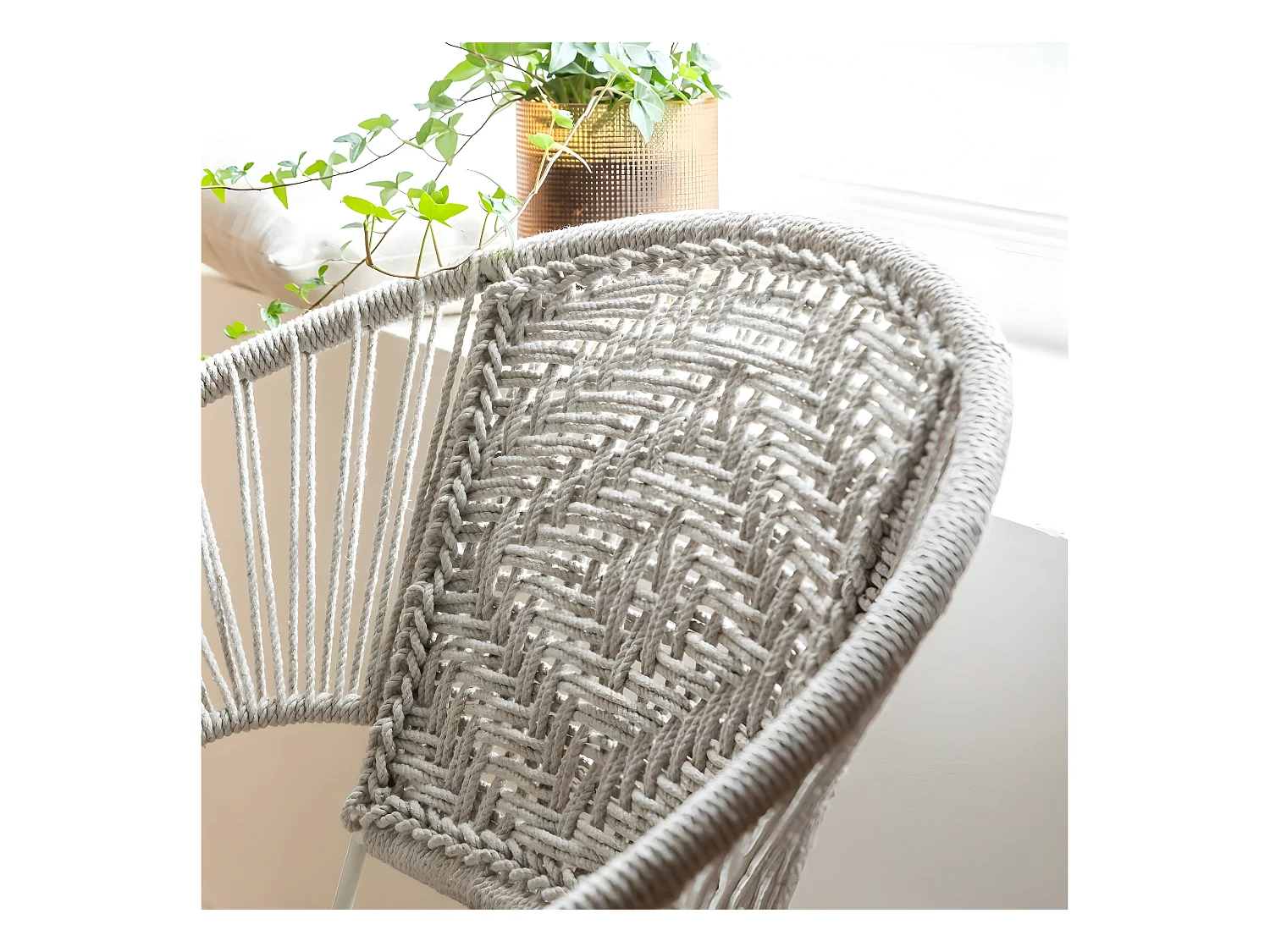 Fauteuil en corde de coton blanc Bélize