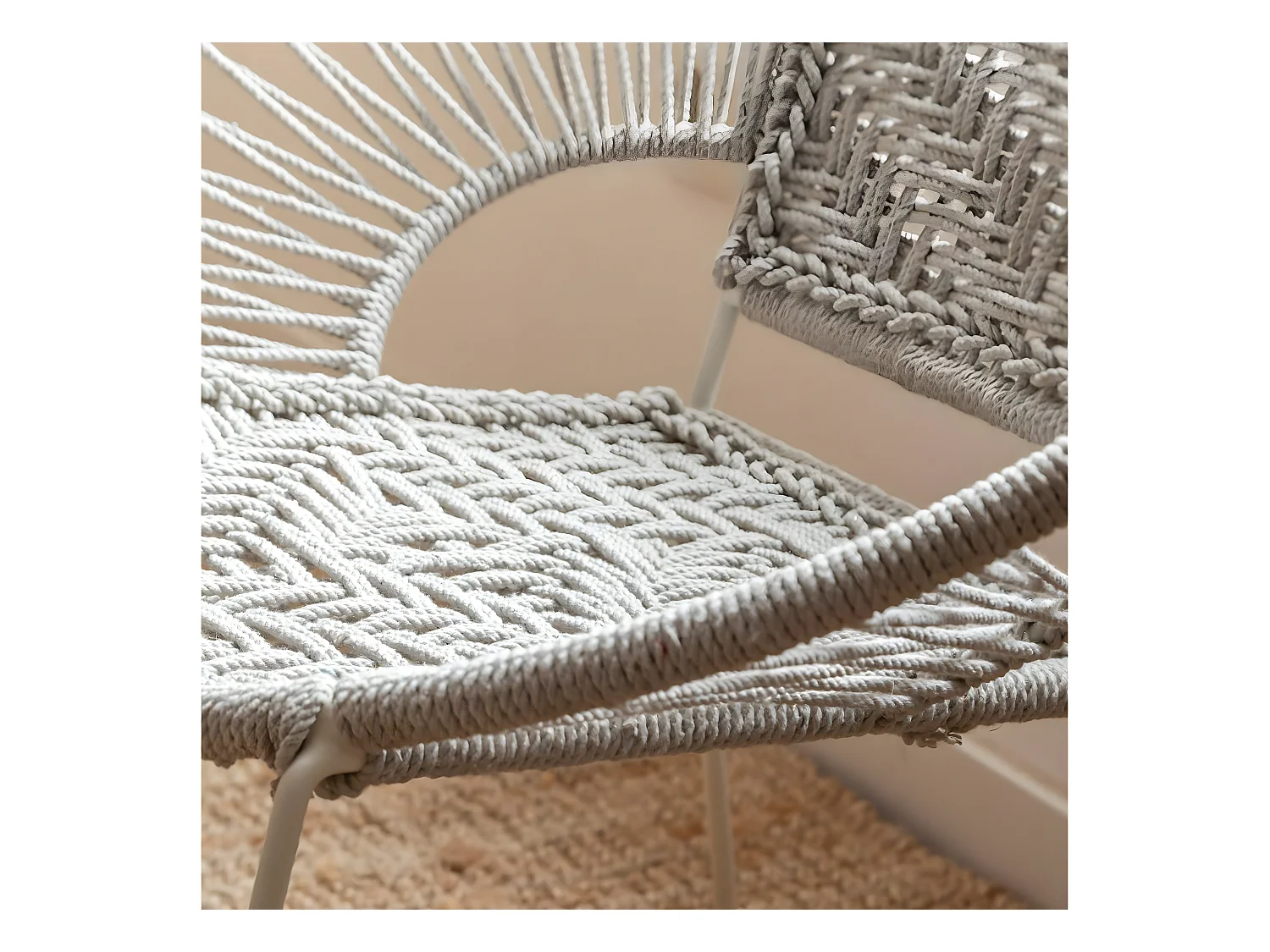 Fauteuil en corde de coton blanc Bélize