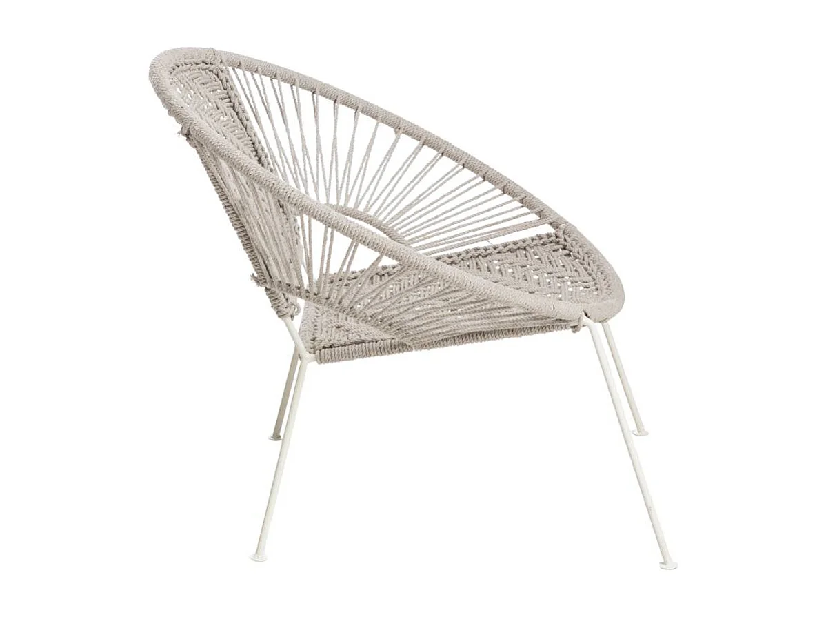 Sillón de cuerda de algodón blanco Bélize con patas de metal negro para interior/exterior