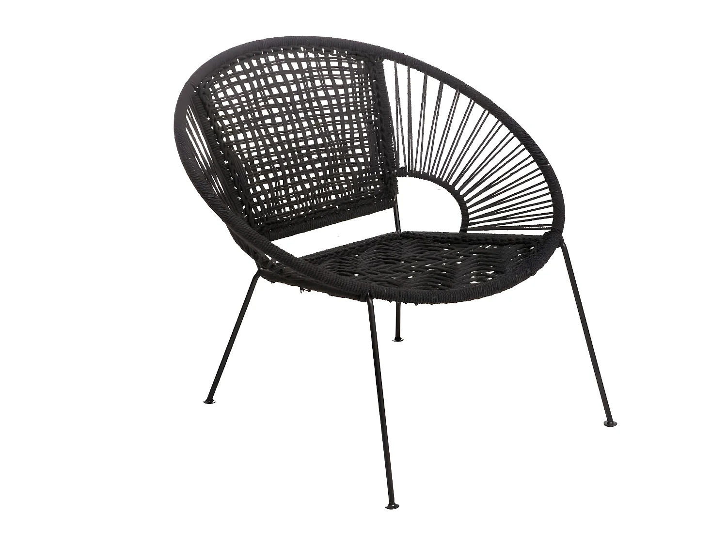 Fauteuil en corde de coton noir Bélize
