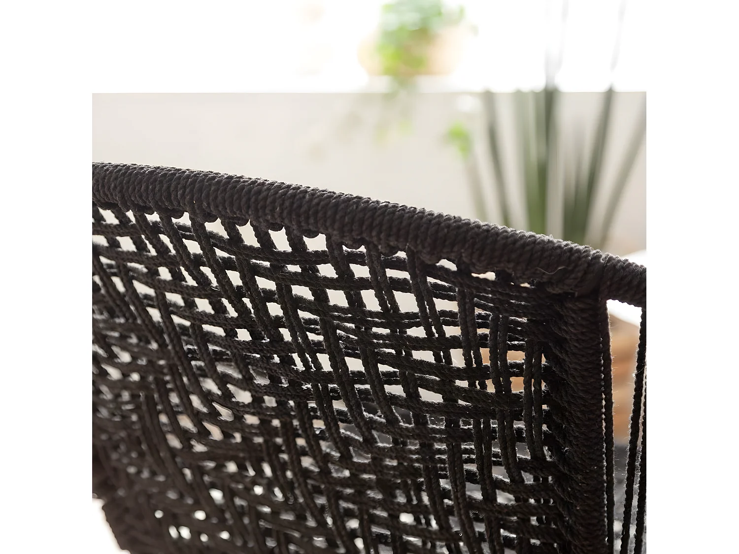 Fauteuil en corde de coton noir Bélize