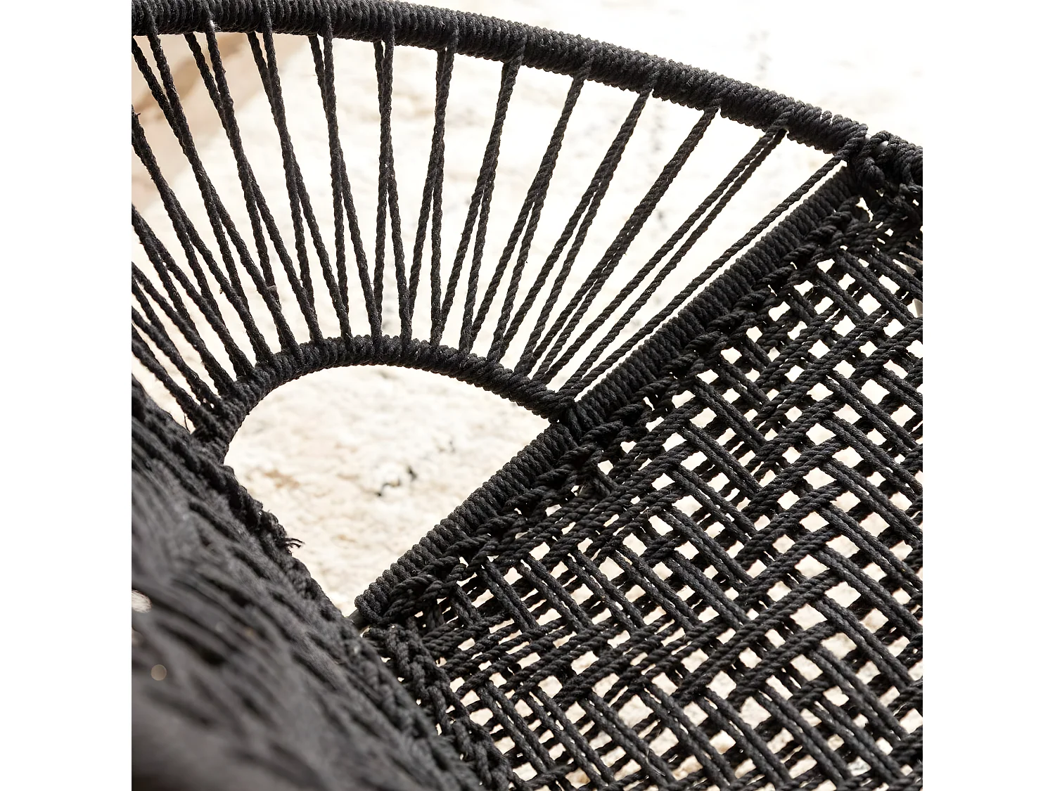 Fauteuil en corde de coton noir Bélize