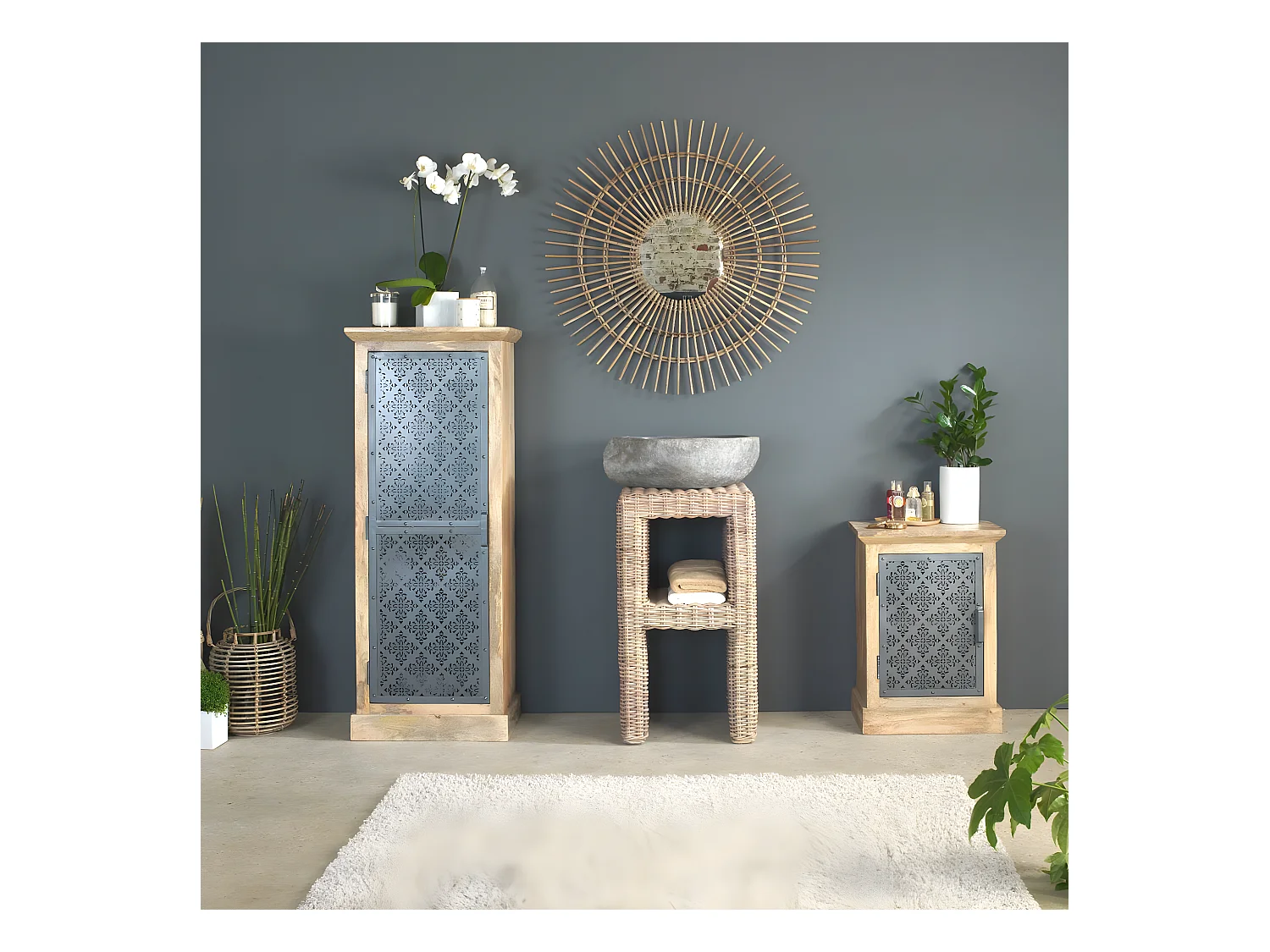 Mueble de baño en ratán Rattan