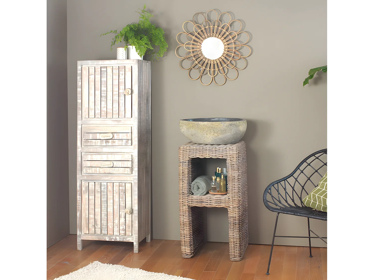 Mueble de baño en ratán Rattan