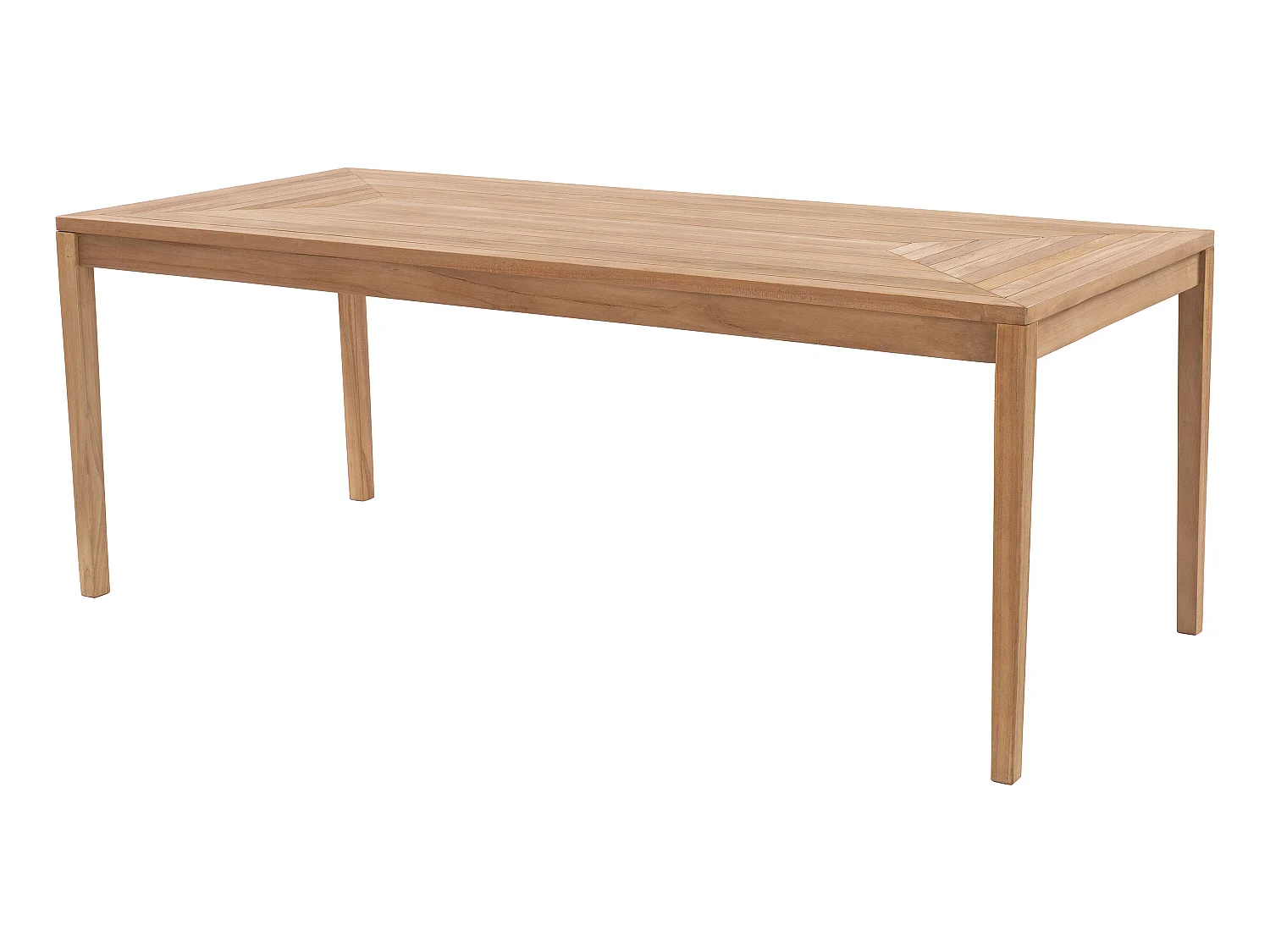 Tuineethoek van teakhout: 1 tafel L200 cm + 6 fauteuils - Licht naturel - ALLENDE