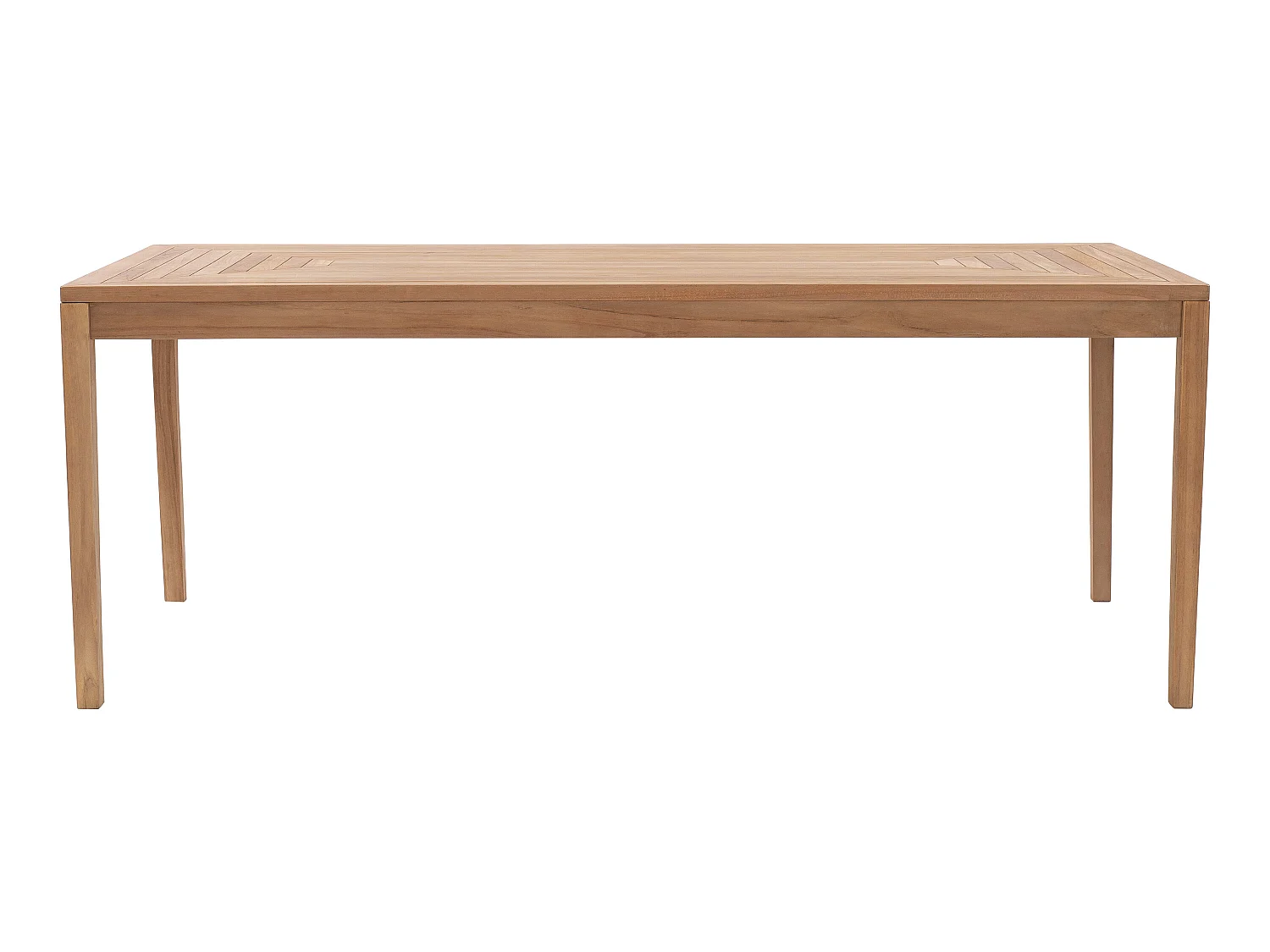 Tuineethoek van teakhout: 1 tafel L200 cm + 6 fauteuils - Licht naturel - ALLENDE