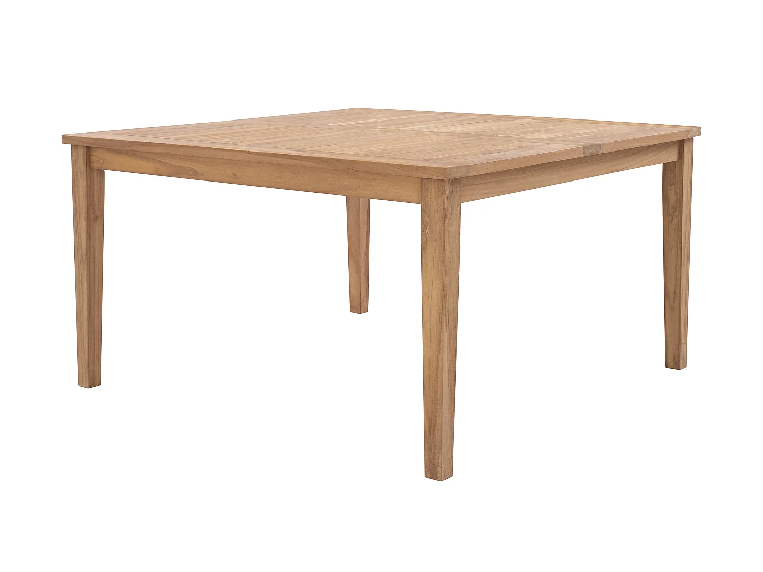 Garten-Essgruppe: 1 quadratischer Tisch + 4 Sessel - Teakholz - Holzfarben hell - ALLENDE von MYLIA