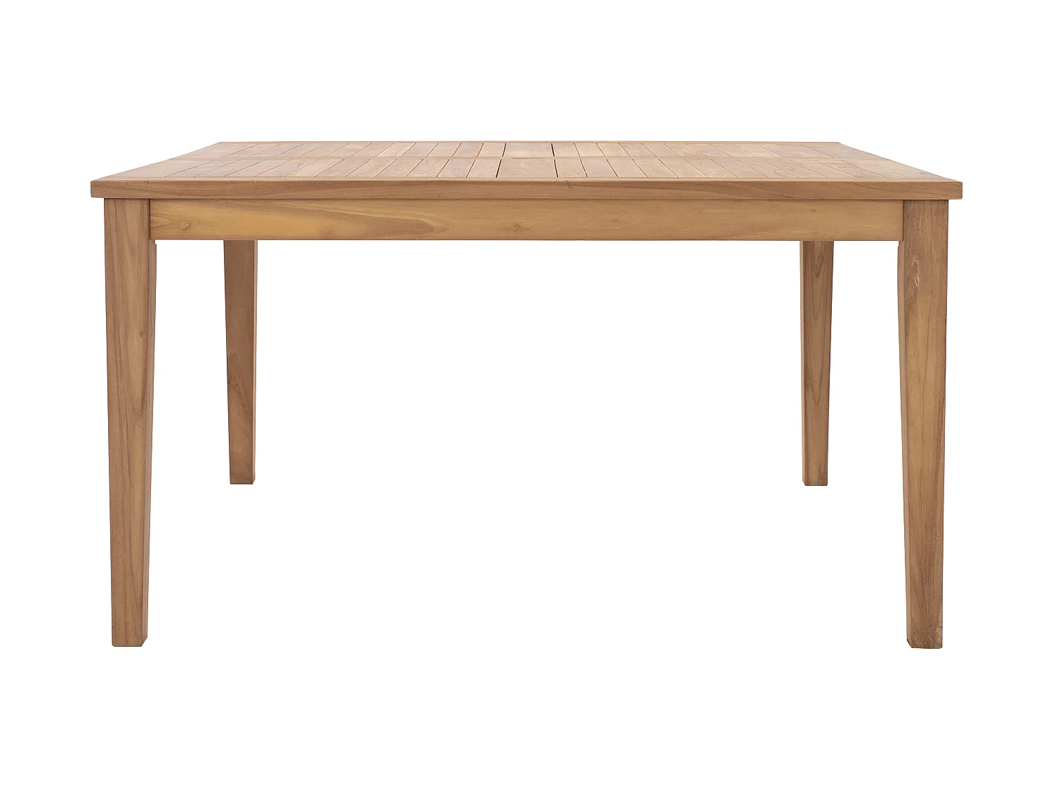 Garten-Essgruppe: 1 quadratischer Tisch + 4 Sessel - Teakholz - Holzfarben hell - ALLENDE von MYLIA