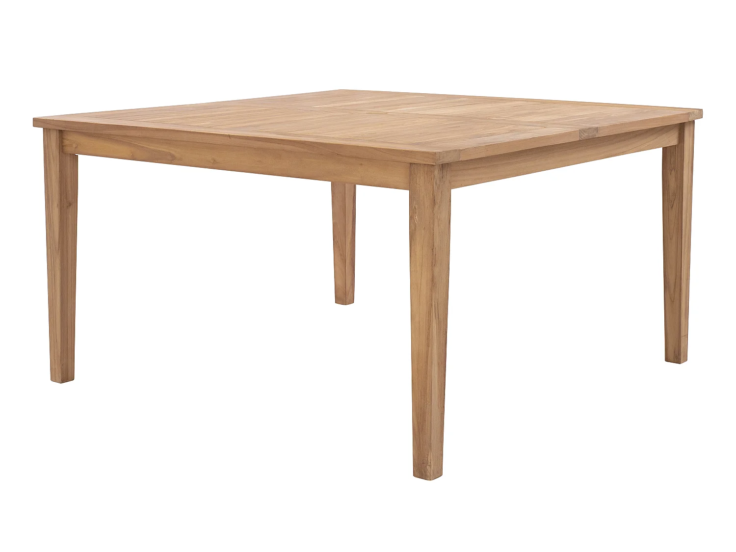 Garten-Essgruppe: 1 quadratischer Tisch + 4 Sessel - Teakholz - Holzfarben hell - ALLENDE von MYLIA