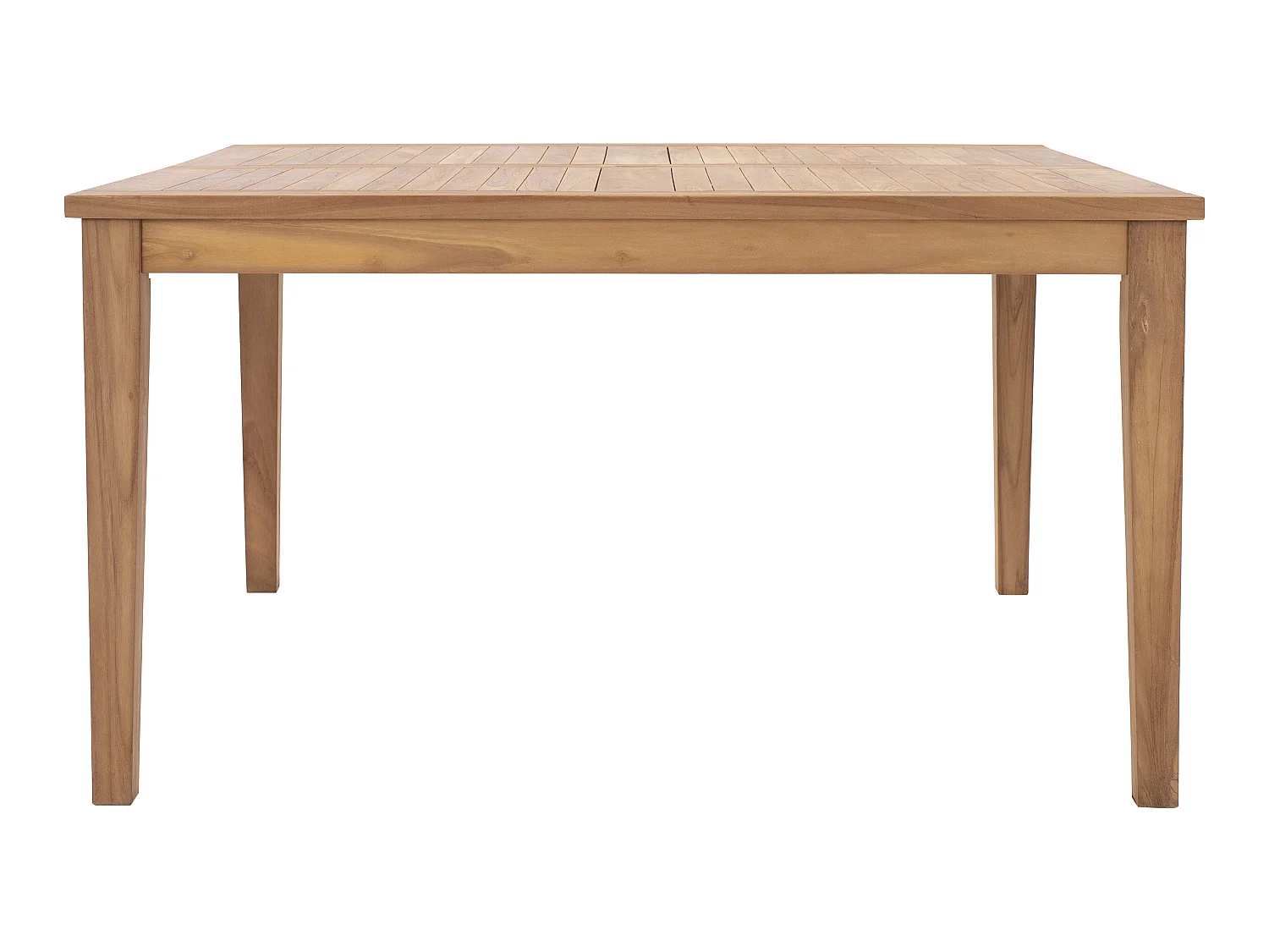 Garten-Essgruppe: 1 quadratischer Tisch + 4 Sessel - Teakholz - Holzfarben hell - ALLENDE von MYLIA