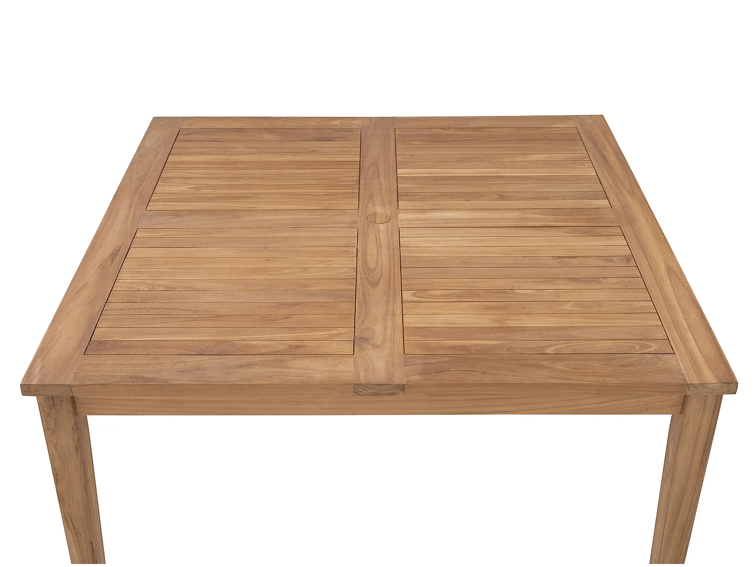 Garten-Essgruppe: 1 quadratischer Tisch + 4 Sessel - Teakholz - Holzfarben hell - ALLENDE von MYLIA