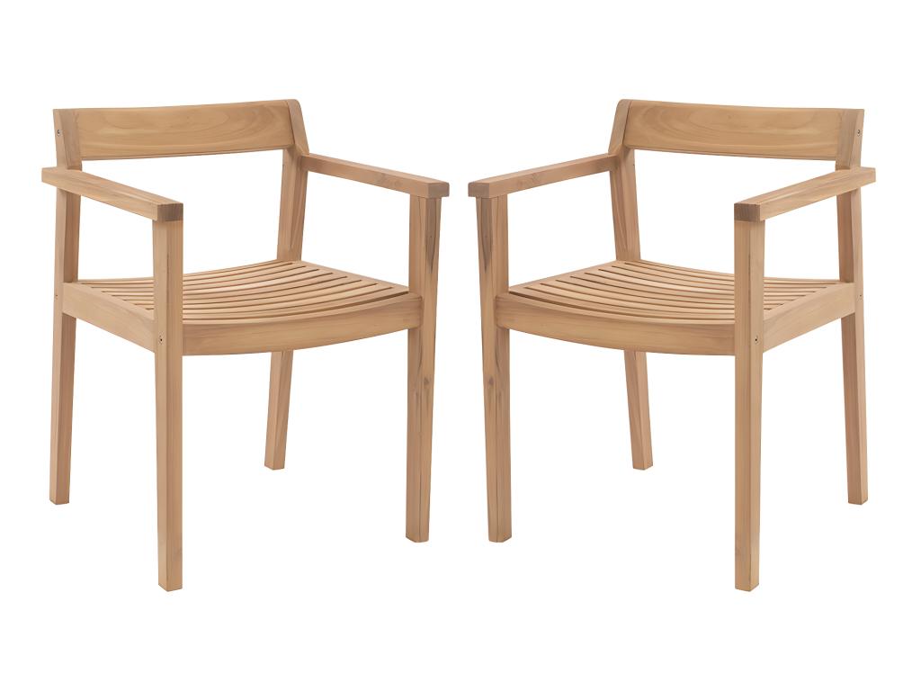 Lot de 2 fauteuils de jardin en teck - Naturel clair - ALLENDE de MYLIA