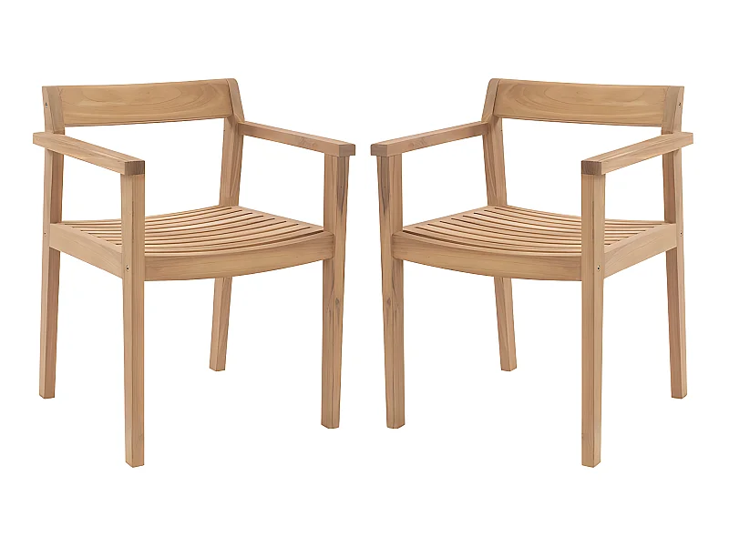 Conjunto de 2 cadeirões de jardim em teca natural claro - ALLENDE