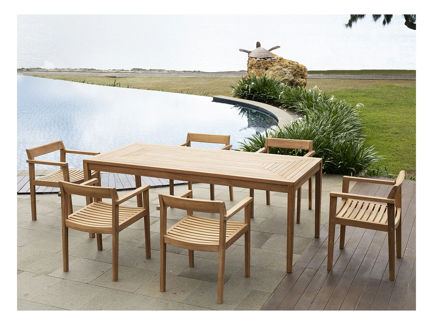 Juego de 2 sillones de jardín de teca - Natural claro - ALLENDE