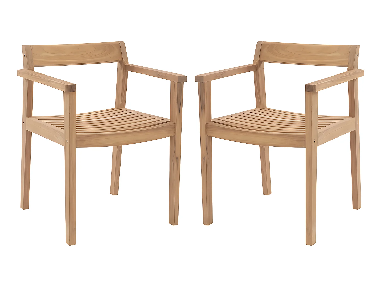 Set med 2 teakträdgårdsfåtöljer - Ljust naturlig - ALLENDE från MYLIA