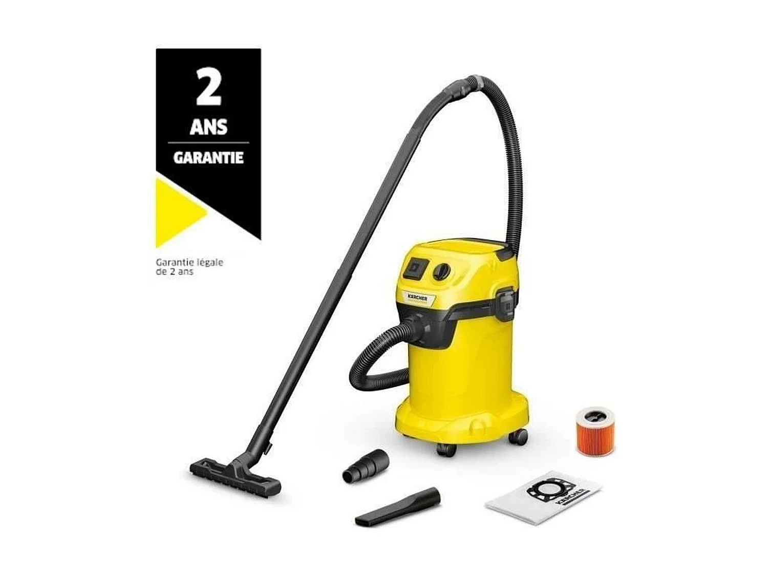 Aspirateur Eau et Poussière WD 3 P V-19/4/20 - Cuve Polypropylène 19 L - 1000W (Prise Électroportative)