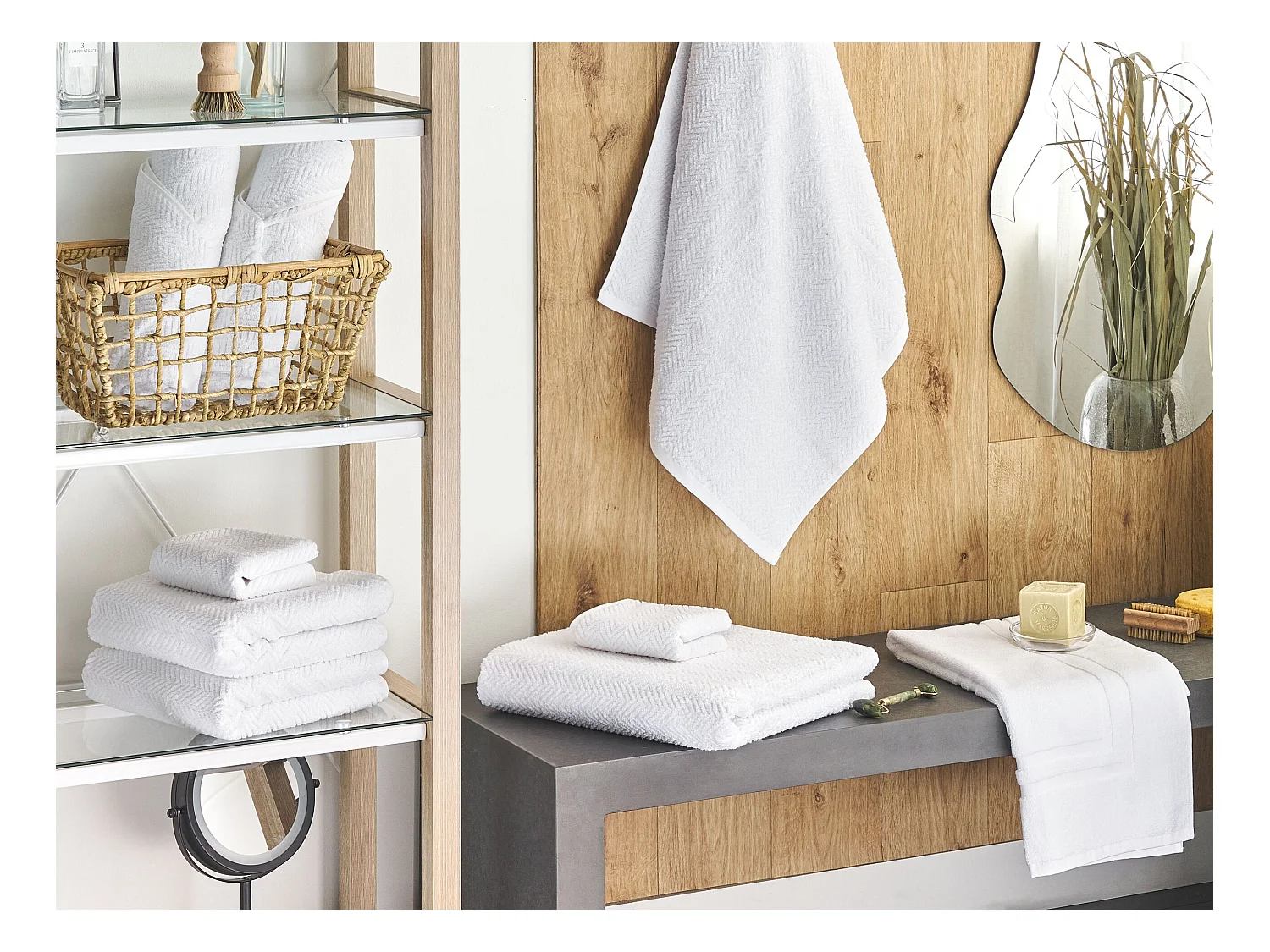 Handtücher 9er Set MITIARO Baumwollfrottee Weiss