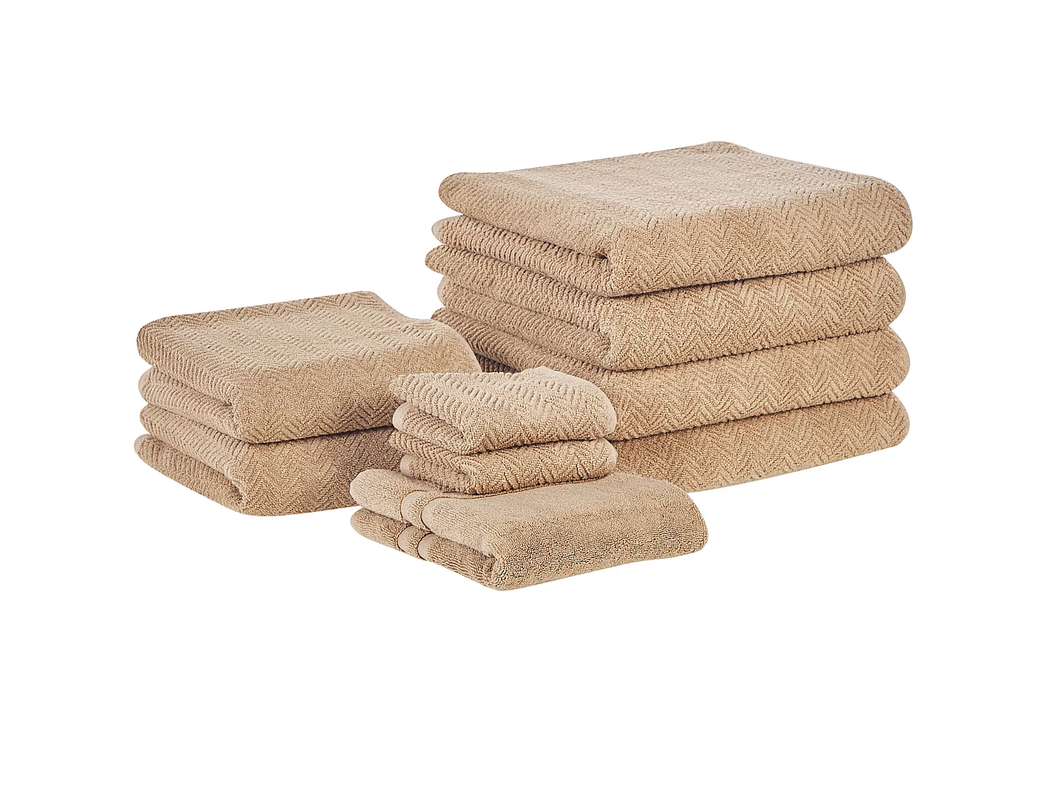 Luxus Handtuch Set mit Badematte Frottee Baumwolle beige 9-teilig Modern Mitiaro