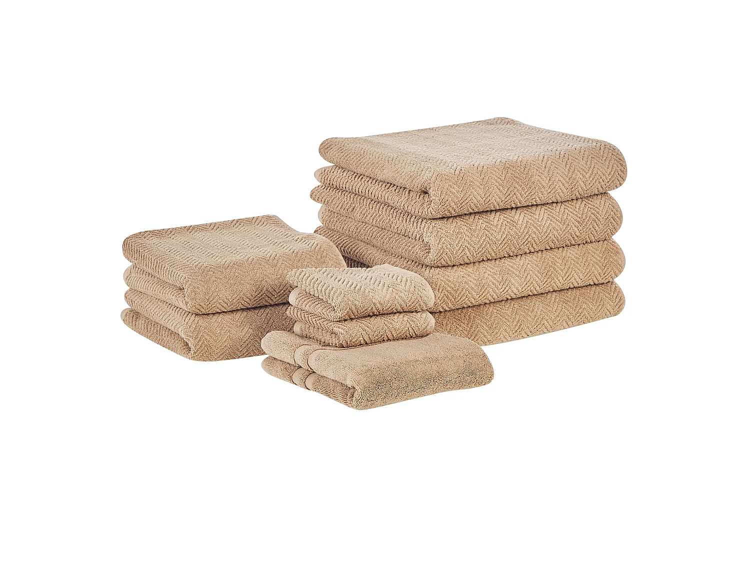 Lot de 9 serviettes MITIARO Tissu éponge Beige sable