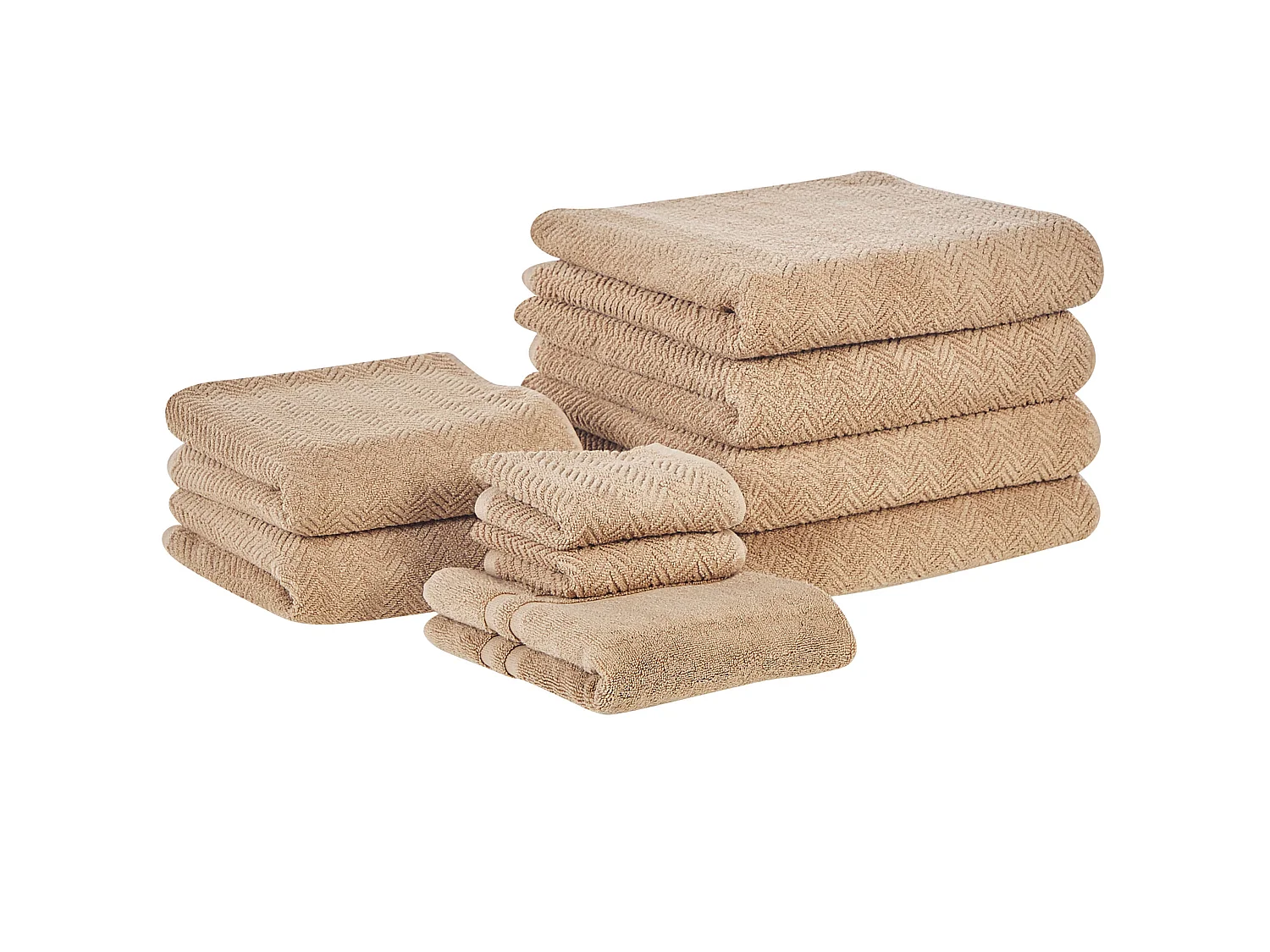 Lot de 9 serviettes MITIARO Tissu éponge Beige sable