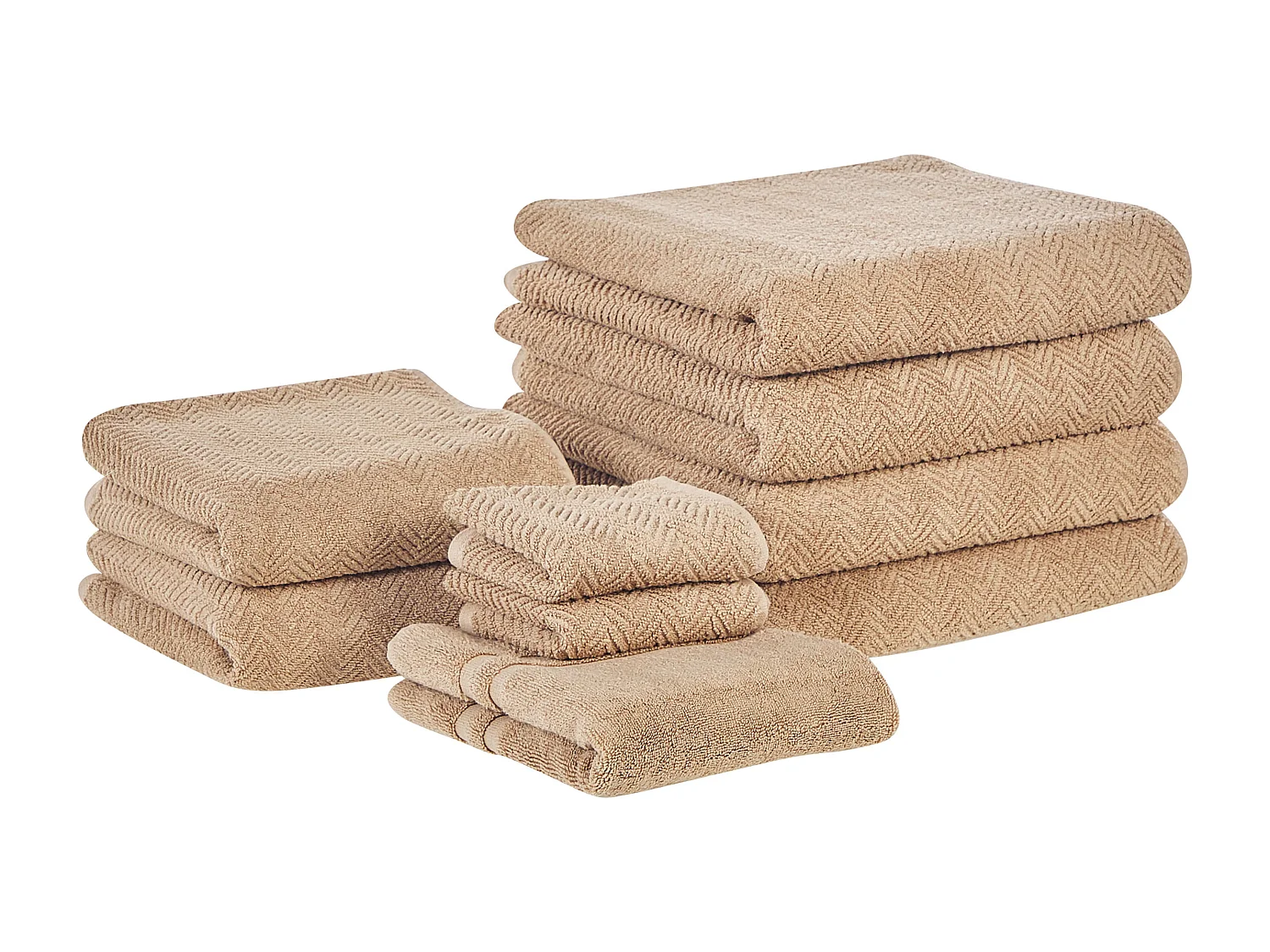 Lot de 9 serviettes MITIARO Tissu éponge Beige sable
