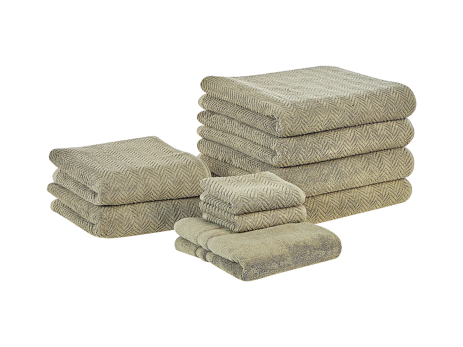 Lot de 9 serviettes MITIARO Tissu éponge Vert olive