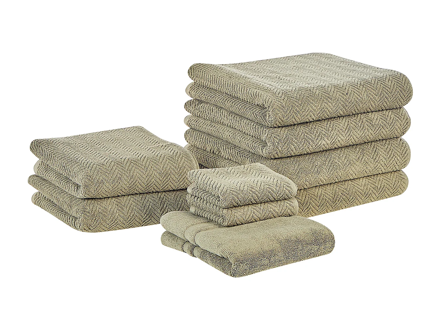 Luxus Handtuch Set mit Badematte Frottee Baumwolle grün 9-teilig Modern Mitiaro