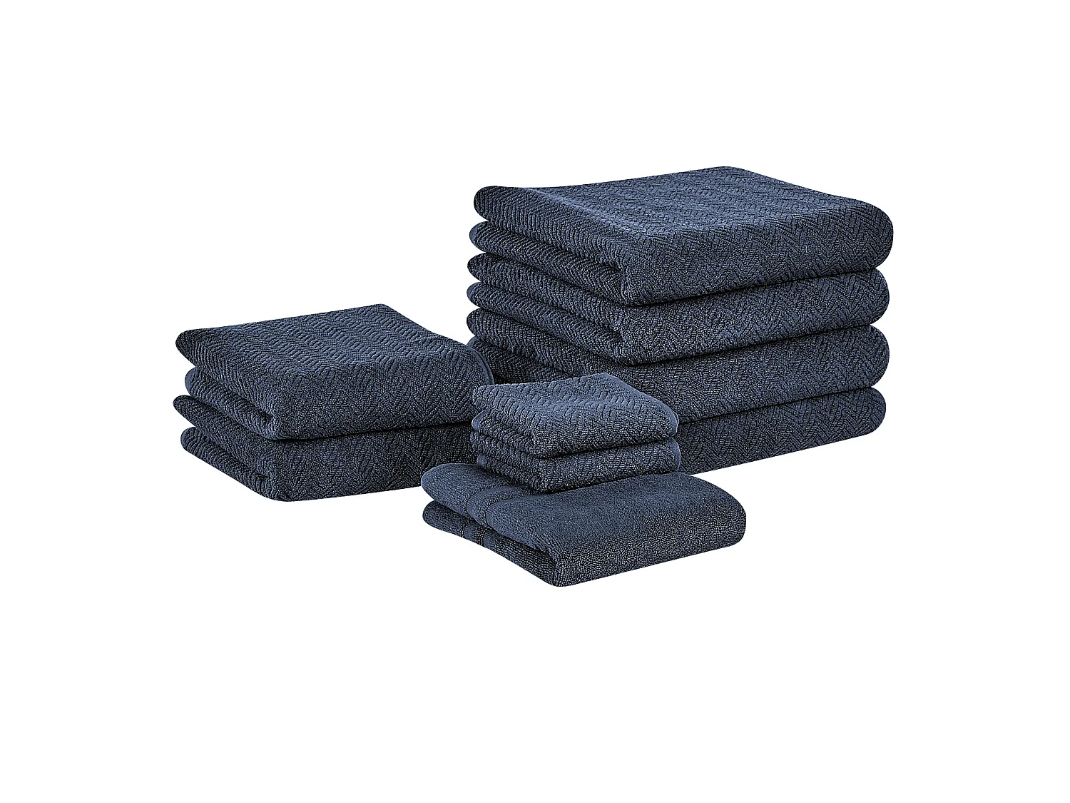 Lot de 9 serviettes MITIARO Tissu éponge Bleu foncé