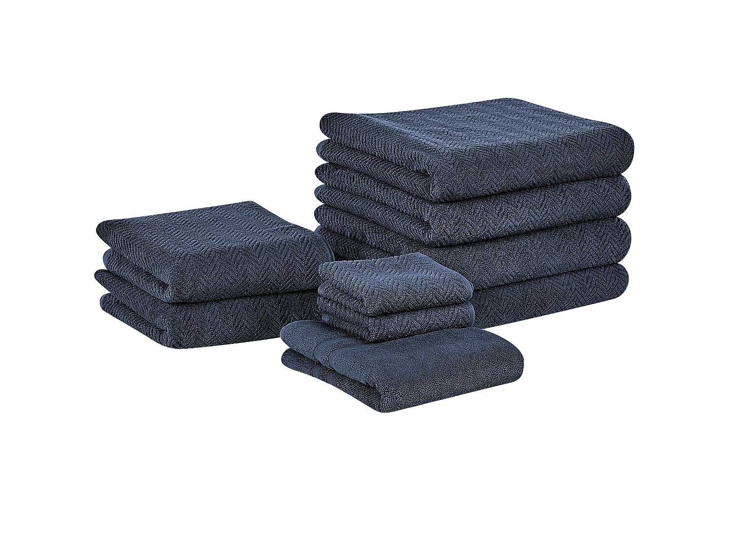 Conjunto de 9 toallas MITIARO Felpa de algodón Azul oscuro