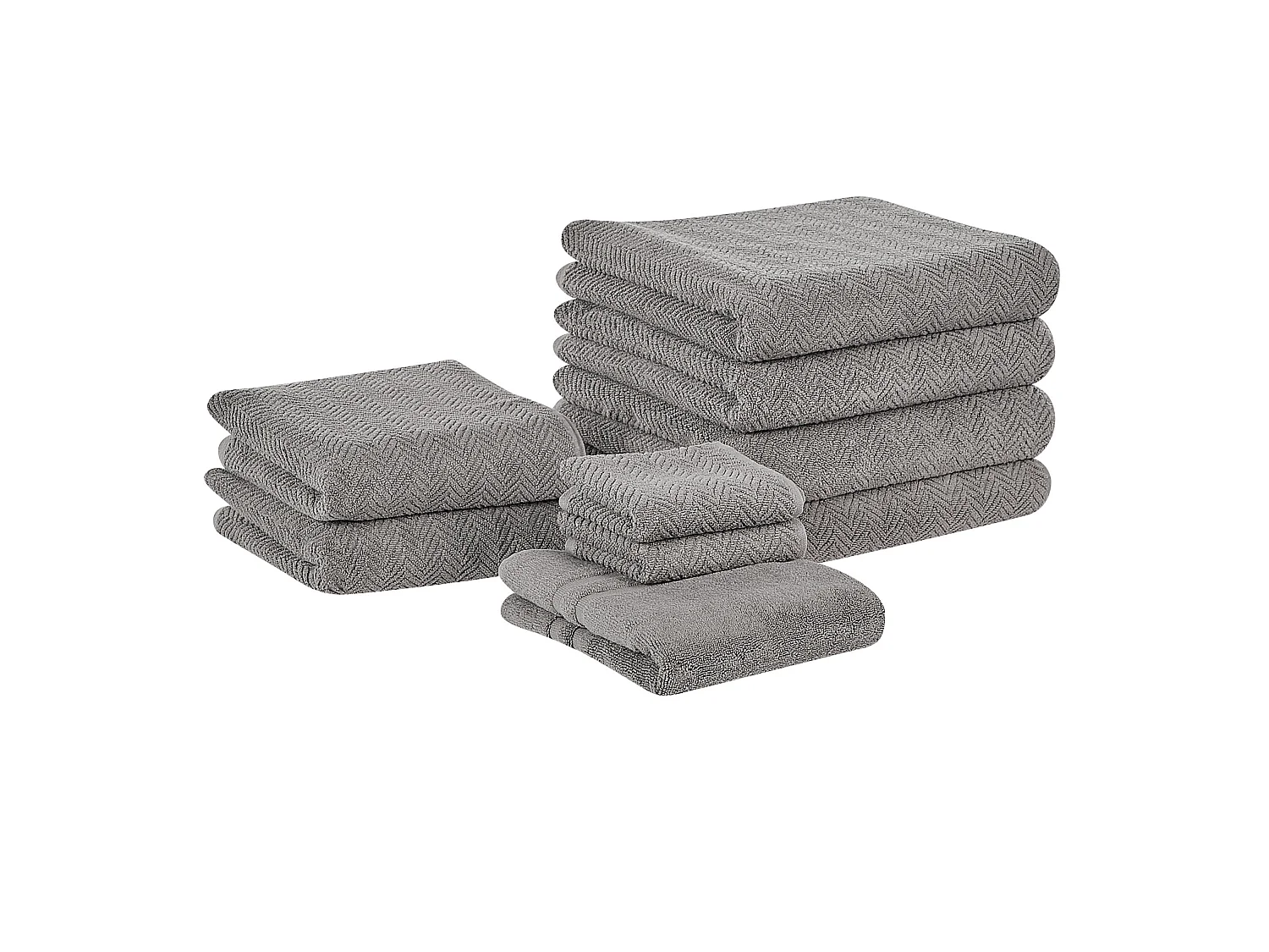 Luxus Handtuch Set mit Badematte Frottee Baumwolle grau 9-teilig Modern Mitiaro