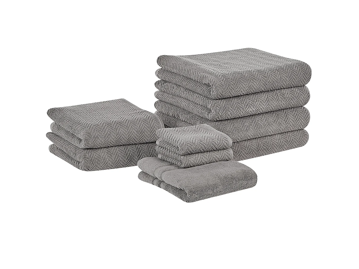 Lot de 9 serviettes MITIARO Tissu éponge Gris