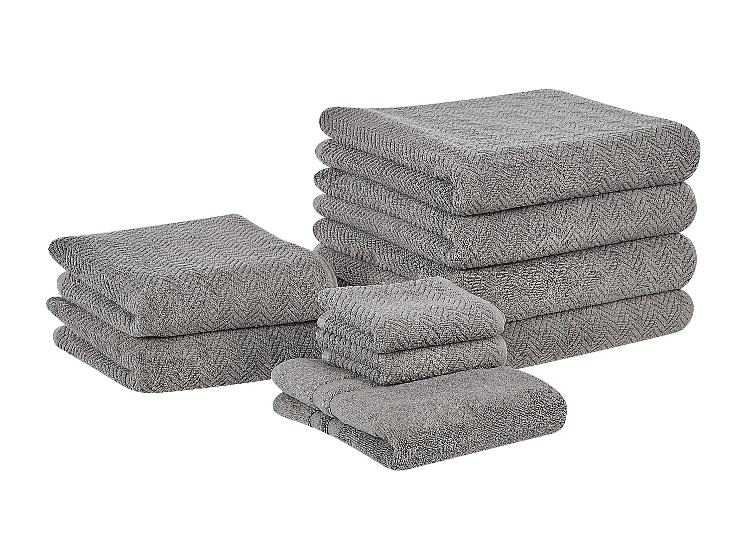 Lot de 9 serviettes MITIARO Tissu éponge Gris