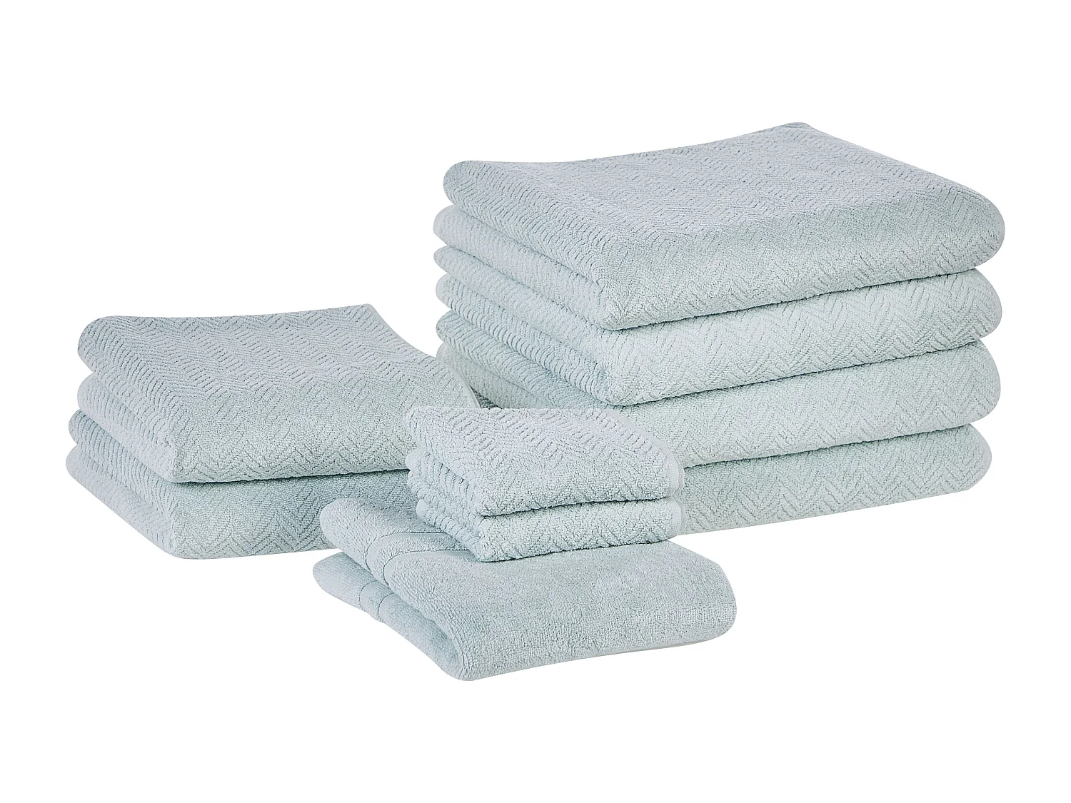 Conjunto de 9 toallas MITIARO Felpa de algodón Verde menta