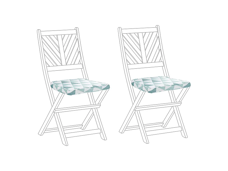 Outdoor Sitzkissen 2er Set geometisches Muster blau / weiß für Gartenstuhl Terni