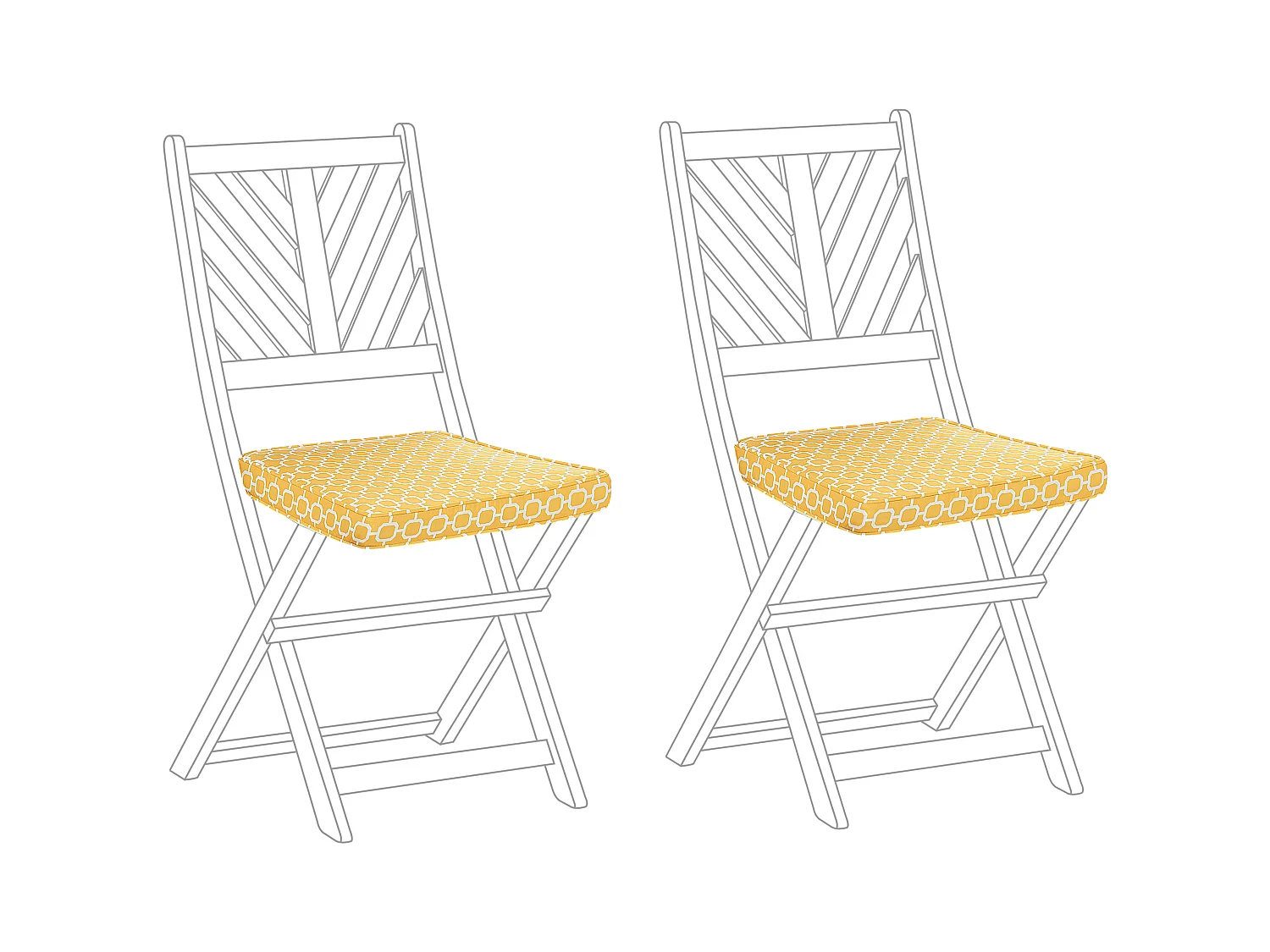 Lot de 2 coussins pour chaises de jardin TERNI 37 x 34 cm Jaune