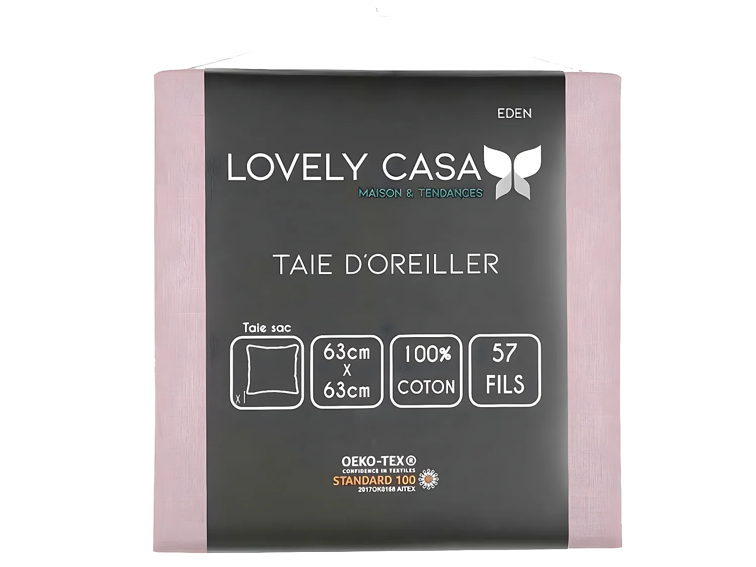 Taie d'oreiller Eden 63 x 63 cm - Vieux rose