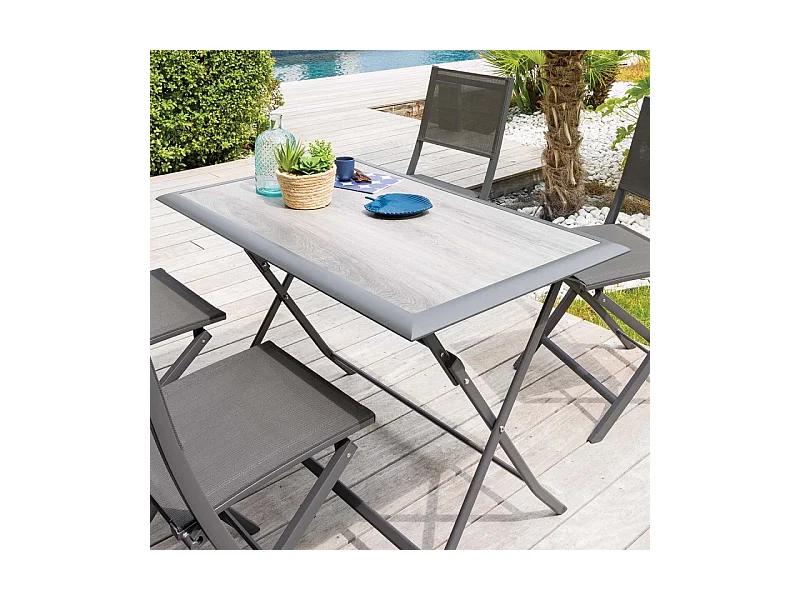 Table aluminium Azua 4 places gris smoke Hespéride