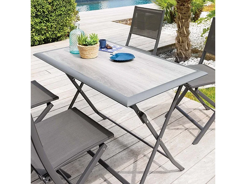 Table aluminium Azua 4 places gris smoke Hespéride