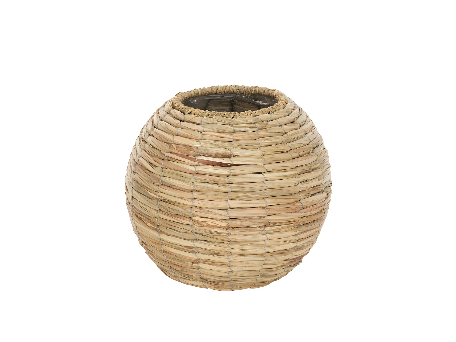 Jarrón de madera natural en forma de bola de 23.5x23.5x21.5 cm