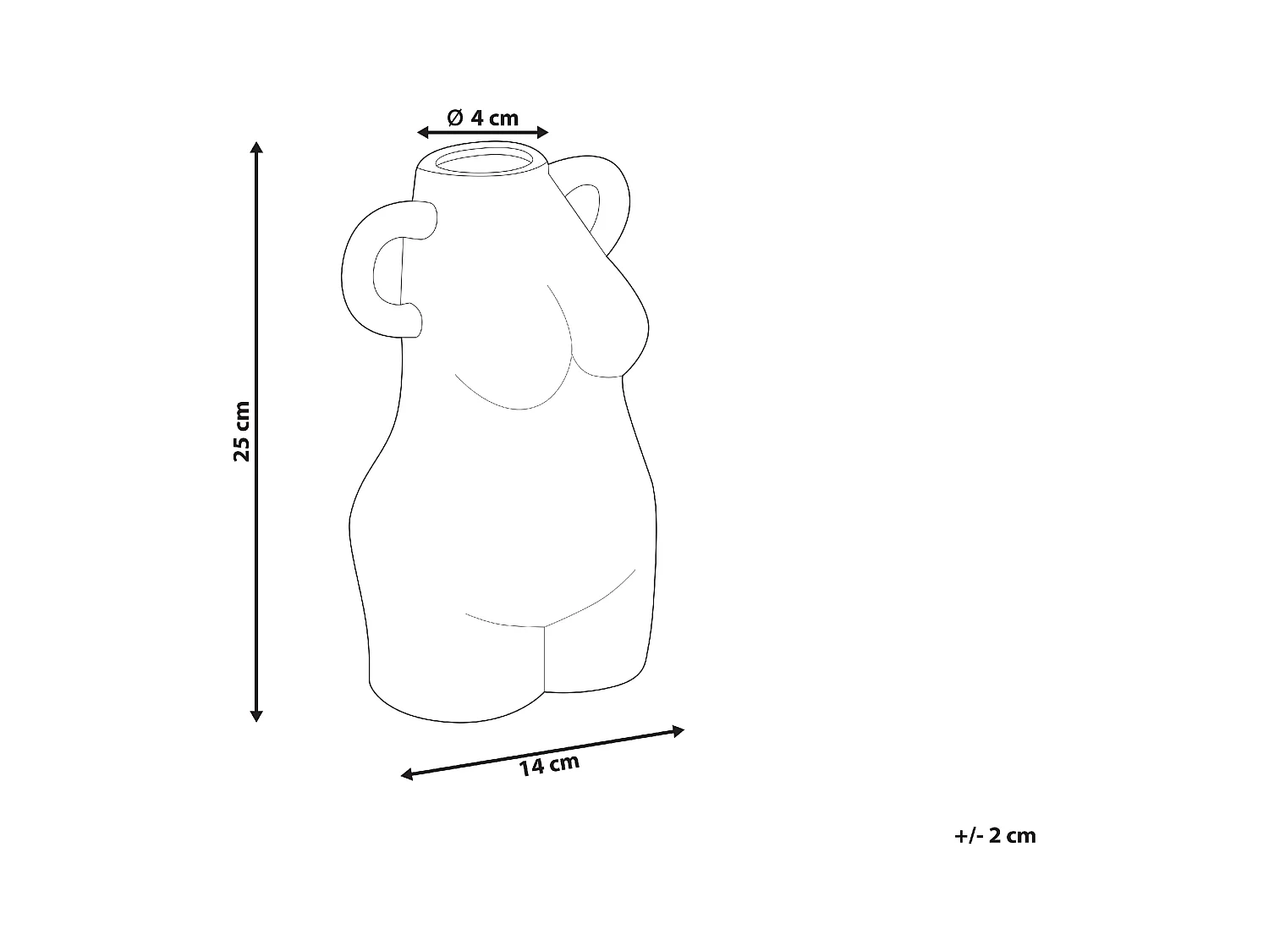 Blumenvase Keramik handgefertigt weiß 25 cm weibliche Form mit Griffen Aigio
