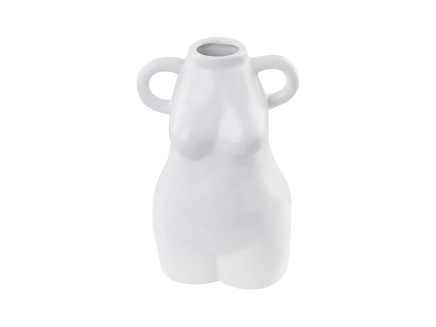 Blumenvase Keramik handgefertigt weiß 25 cm weibliche Form mit Griffen Aigio