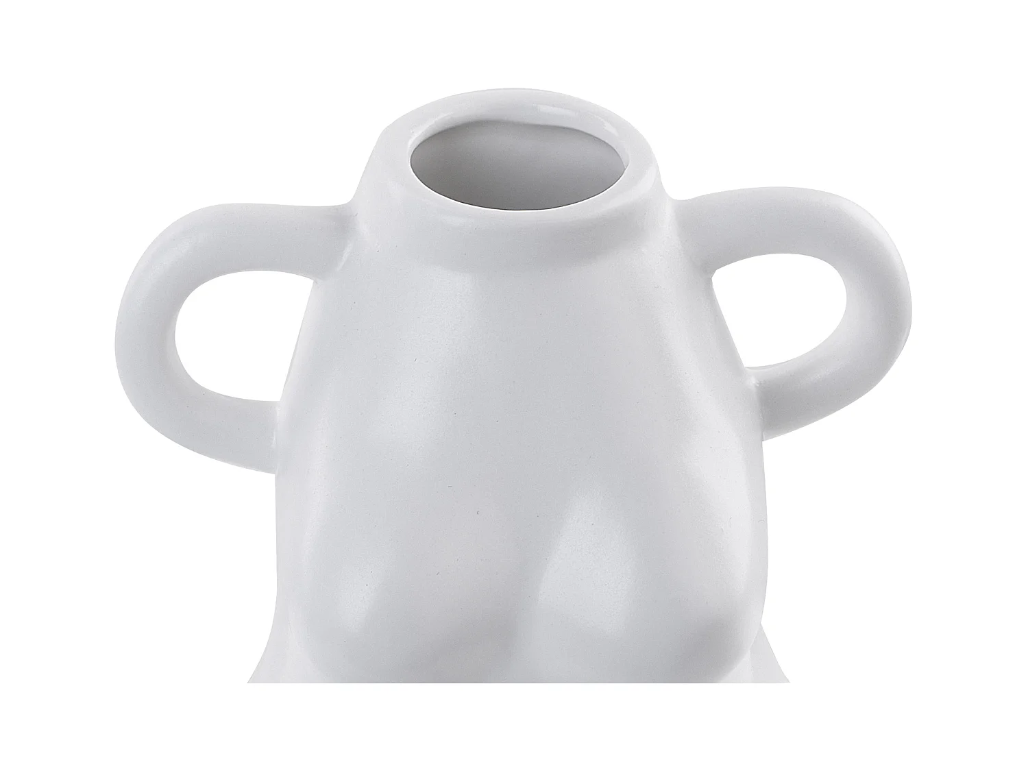 Blumenvase Keramik handgefertigt weiß 25 cm weibliche Form mit Griffen Aigio