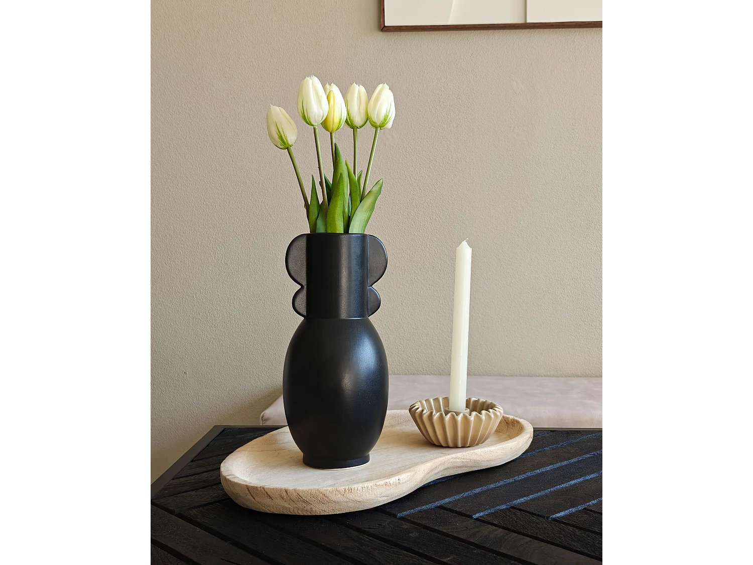 Vase à fleurs MYTILENE Céramique 29 cm Noir